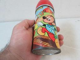 Rare Antique 1954 Universal Disney Mickey Mouse Metal Thermos For Lunchbox