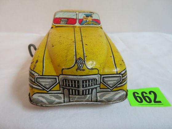 1940s Marx Tin Litho Key Wind Yellow Taxi Cab