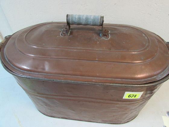 Antique Copper Wash Tub/ Basin With Lid.