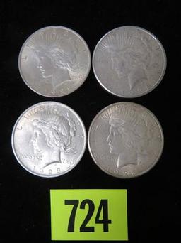 Group of (4) Peace Silver Dollars