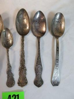 Lot of (7) Vintage Collectible Spoons, Includes Some Sterling.