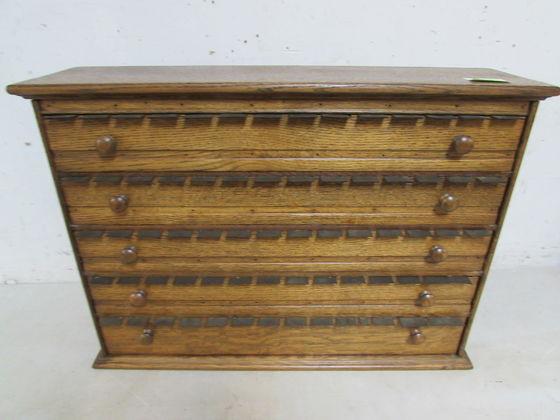 Antique Oak Pharmacy Label Cabinet/ Dispenser