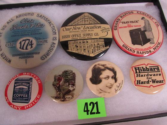 Lot (7) Antique Advertising Pocket Mirrors