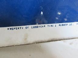 Antique 1953 Dated Goodyear Tires Dbl. Sided Porcelain Sign