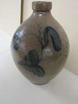 Antique Ovid Stoneware Jug with Salt Glaze Flowers