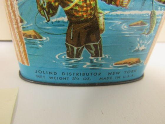 Rare Reel Man Aftershave Talc Tin w/ Flyfishing Scene