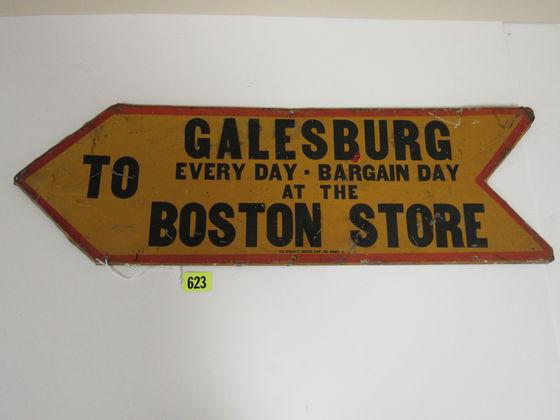 Antique Galesburg Boston Store Embossed Metal Sign