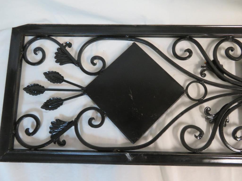 Original Flint Faience Tiles in an Ornamental Iron Frame Work