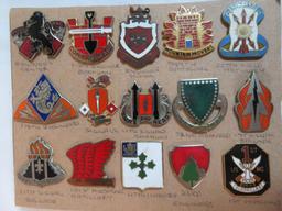Lot of (15) U.S. Military Unit Crest Pins, All Named