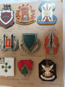 Lot of (15) U.S. Military Unit Crest Pins, All Named