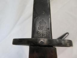 Dated 1943 R.F.I. MkII British WWII Bayonet With Scabbard