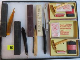 Grouping of Antique Razors Inc. Straight Razors & Valet Auto Strop Razors