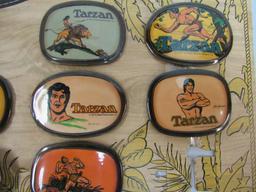 Outstanding 1975 Gaylord's Tarzan Belt Buckle Store Display w/ 10 Buckles