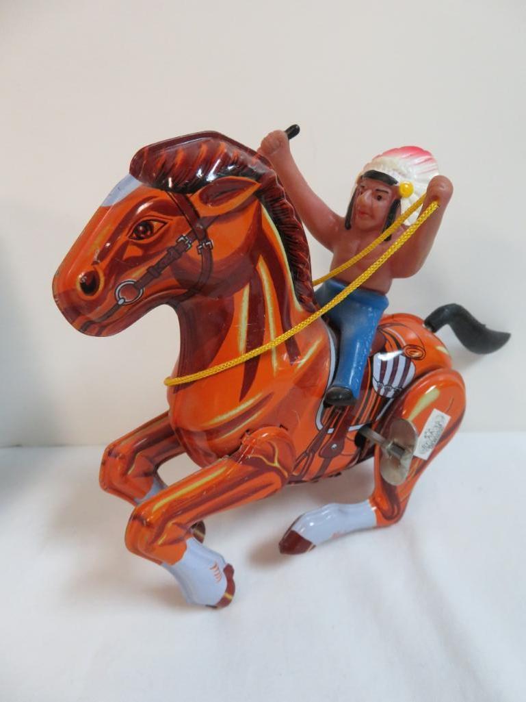 Vintage MTU (Korea) Tin Wind Up Cowboy & Indian. Both MIB