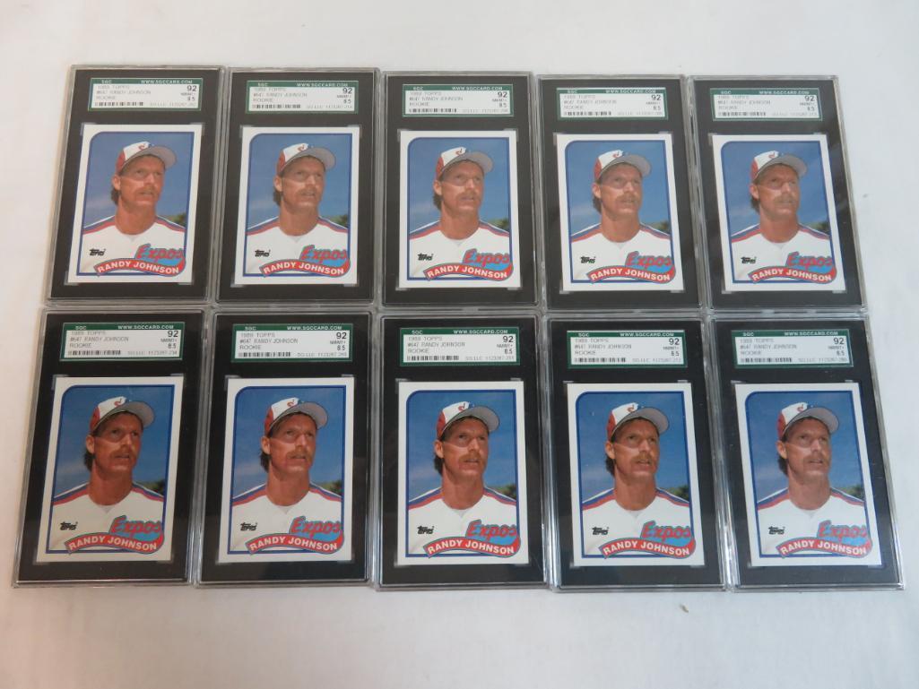 Lot (10) 1989 Topps #647 Randy Johnson RC's All SGC Graded 92