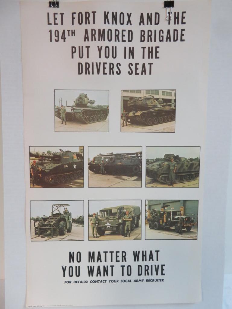 Rare (1974) Fort Knox Army Recruiting Poster