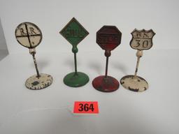 Lot (4) Antique Signed Arcade Cast Iron Road Signs