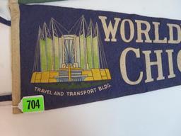 Lot of (2) 1933-1934 Chicago World's Fair Felt Pennants