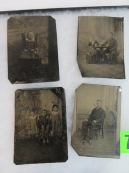 Case Lot of (12) Antique Tin Type Photos Includes Children & Adults