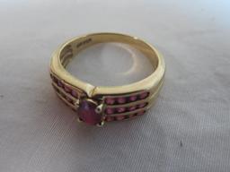 Beautiful 10K Gold and Garnet Ladies Cocktail Ring, Total Wt. 3.9g