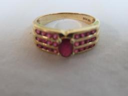 Beautiful 10K Gold and Garnet Ladies Cocktail Ring, Total Wt. 3.9g