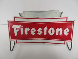 Vintage Firestone Tires Metal Dbl. Sided Tire Rack/ Stand