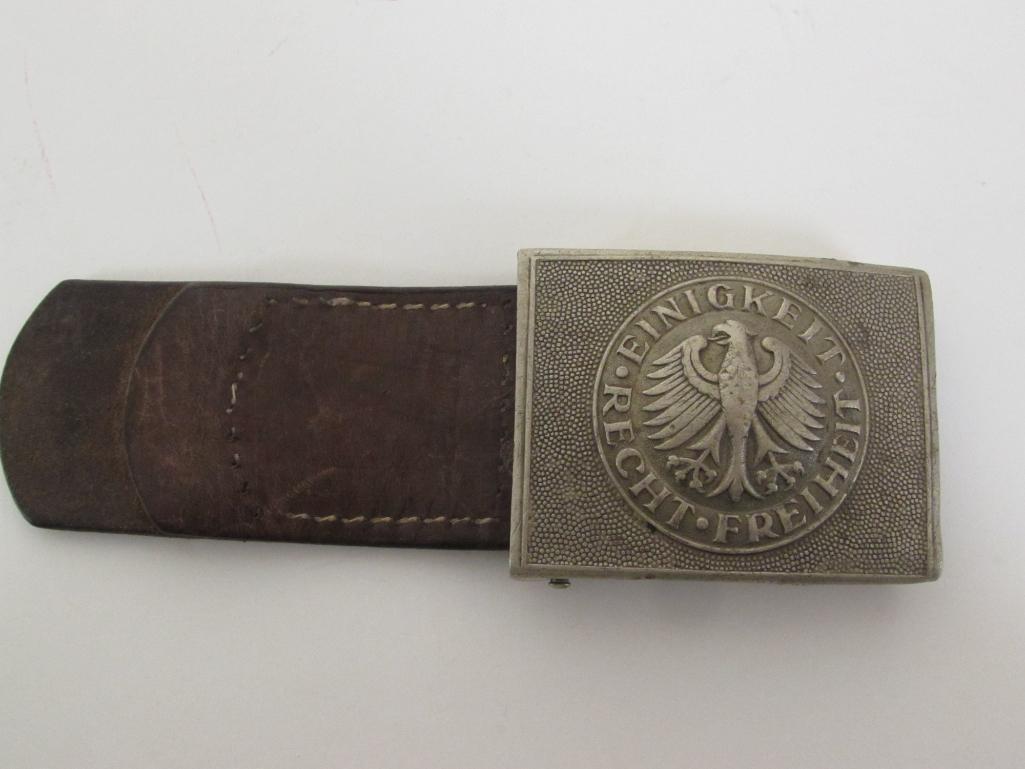 Post WWII German Army Belt Buckle with Leather Tab