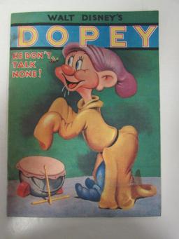 Rare 1938 Whitman Walt Disney Linen Like Dopey Oversized Book