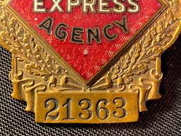 Antique Railway Express Agency Badge / Cloisonne Enameled