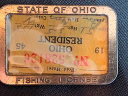 Rare Antique 1945 Ohio Resident Fighing License Badge