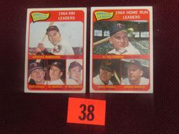 Lot (2) 1965 Topps Mickey Mantle Leader Cards #3 7 #5