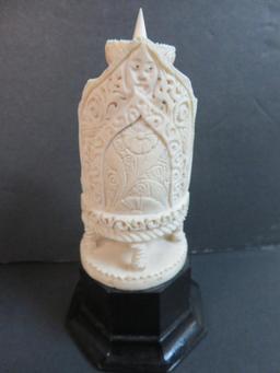 Pair of Carved Ivory/Bone Chinese Figural Sculptures