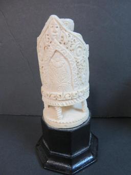 Pair of Carved Ivory/Bone Chinese Figural Sculptures