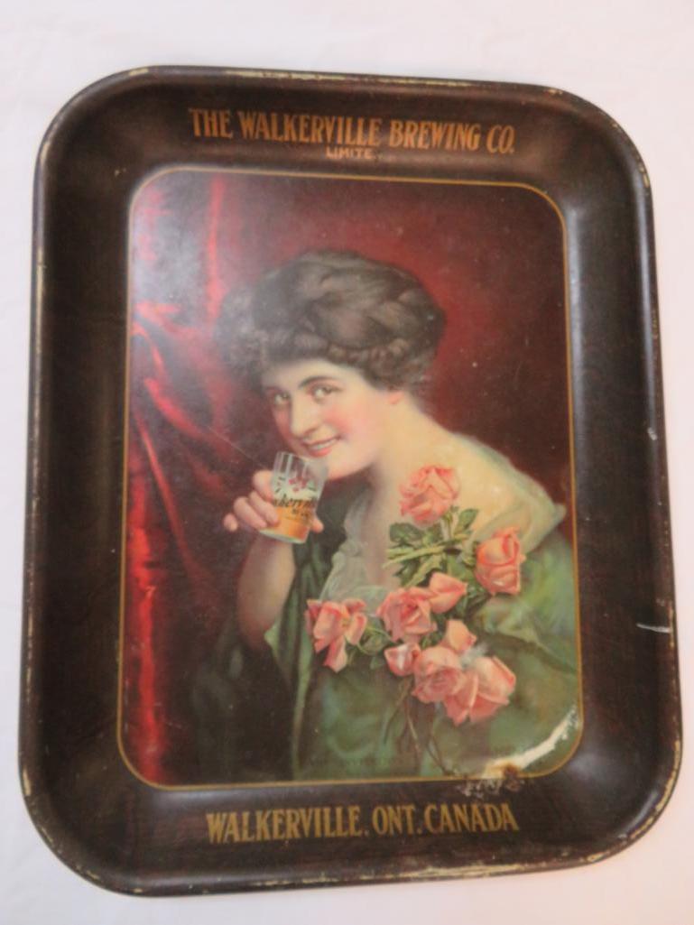 Antique Pre-Prohibition Walkerville Brewing Co. "The Invitation" Metal Advertising Tray