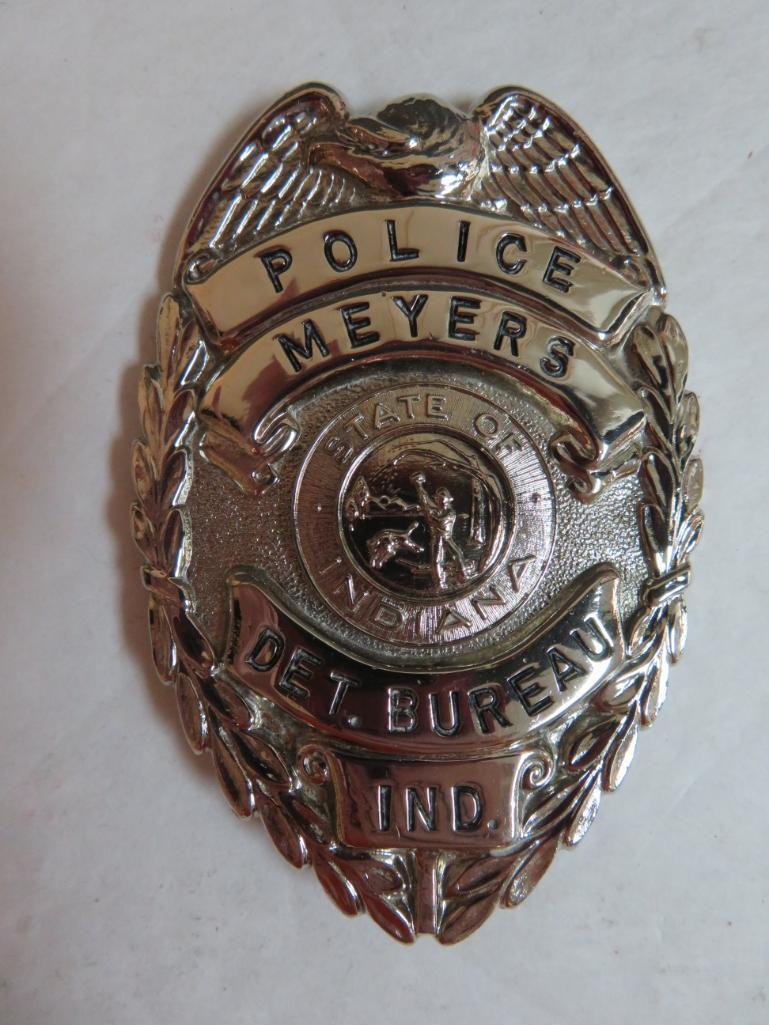 Vintage Myers, Indiana Police Detective Bureau Chest Badge