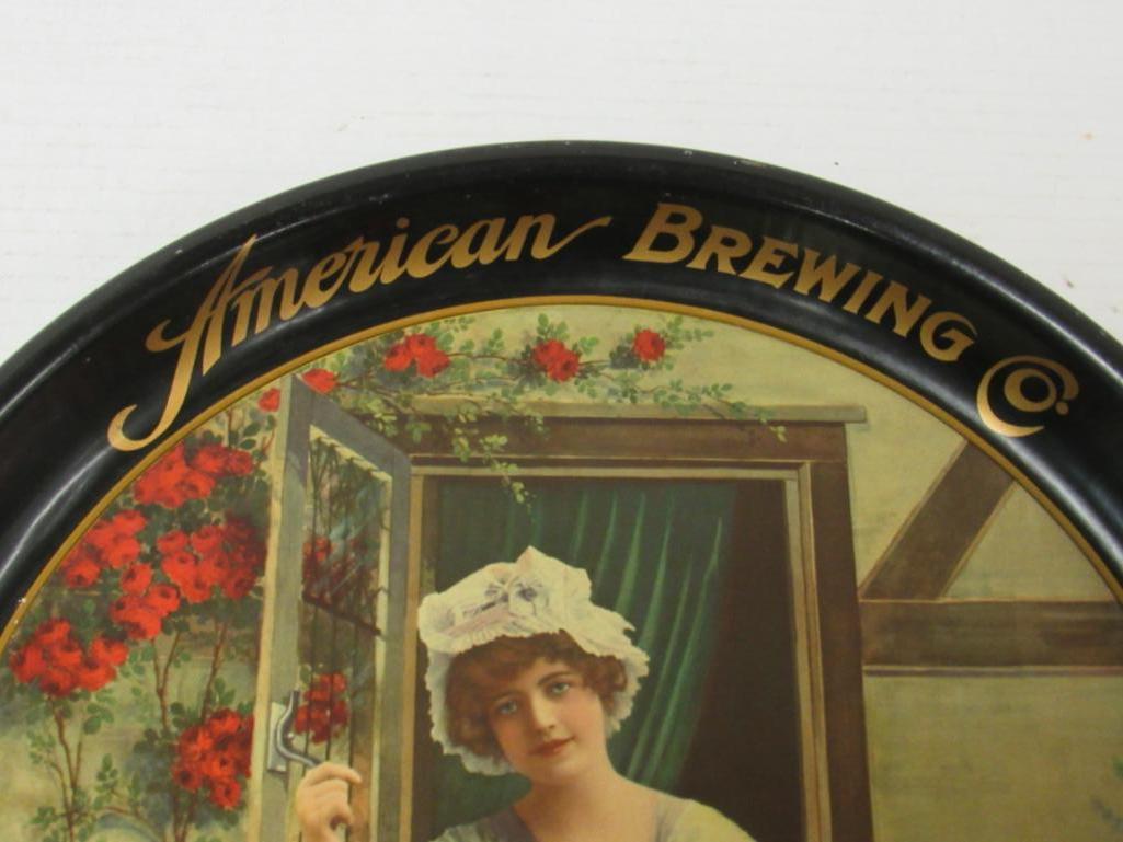 Outstanding Dated 1913 American Brewing Co. Cream Top Metal Advertising Tray
