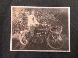 (2) Antique Original RPPC Real Photo Postcards Men on Motorcycles incl. Indian