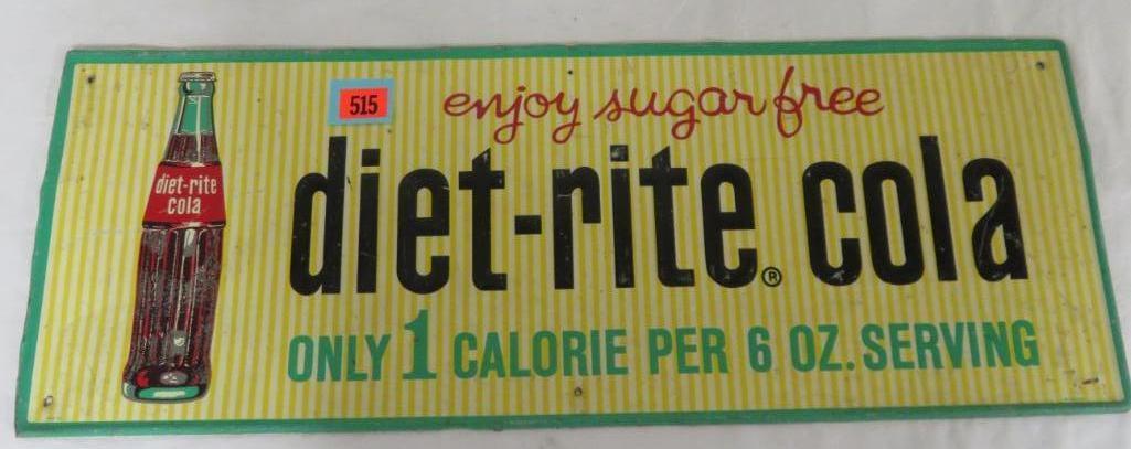 Vintage 1961 Dated Enjoy Diet-Rite Soda Embossed Metal Sign