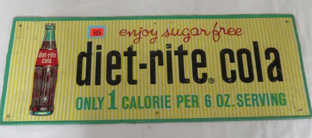 Vintage 1961 Dated Enjoy Diet-Rite Soda Embossed Metal Sign