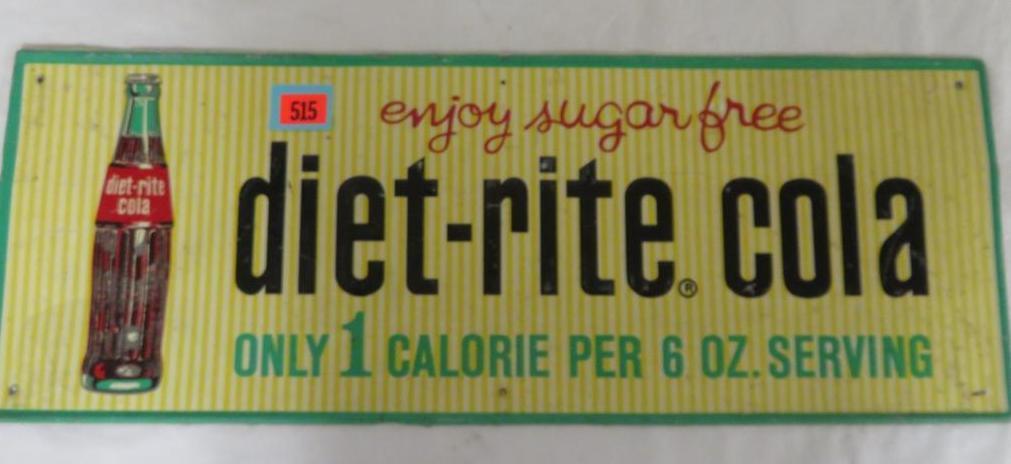 Vintage 1961 Dated Enjoy Diet-Rite Soda Embossed Metal Sign