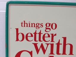 Beautiful Vintage Coca Cola "Things Go Better with Coke" Embossed Metal Sign