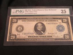 1914 $20 Federal Reserve Note Large Richmond FRN PMG-25 Very Fine