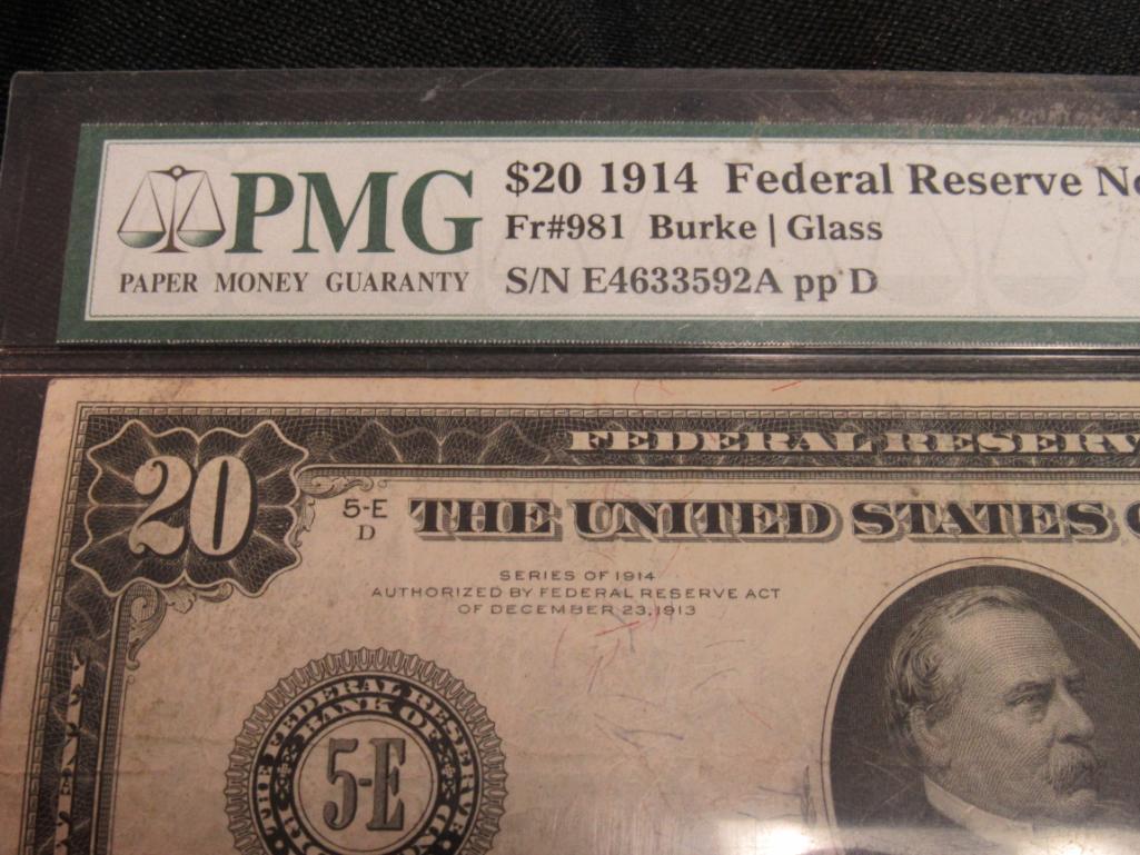 1914 $20 Federal Reserve Note Large Richmond FRN PMG-25 Very Fine