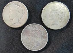 1922, 1922, 1924 Peace Silver Dollars