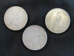 1922, 1922, 1924 Peace Silver Dollars