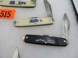 Lot (10) Vintage Beverage Advertising Folding Pocket Knives. Mostly USA.