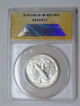 1935 U.S. Walking Liberty Half Dollar Coin (ANACS Graded MS64)