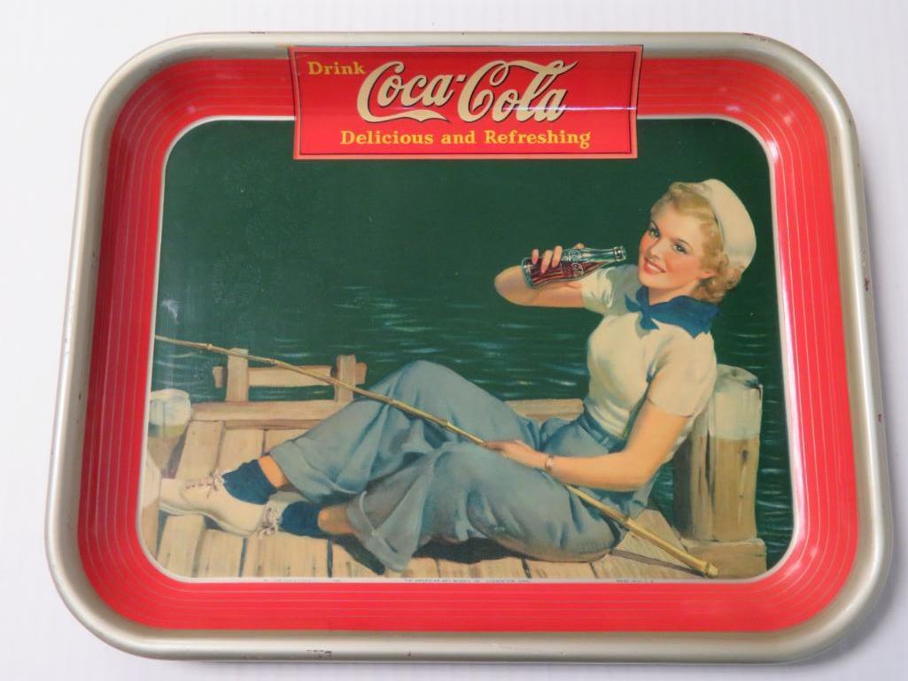 Antique 1940 Coca-Cola Sailor Girl Metal Serving Tray