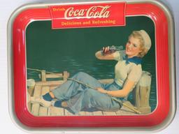Antique 1940 Coca-Cola Sailor Girl Metal Serving Tray