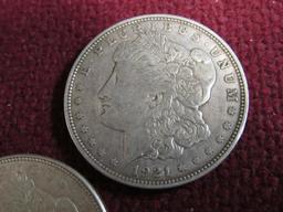 Lot (3) 1921-D Morgan US Silver Dollars